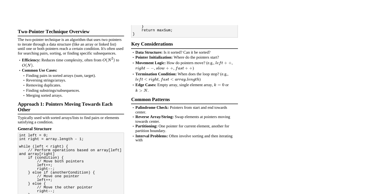 Two-Pointer Technique in Java