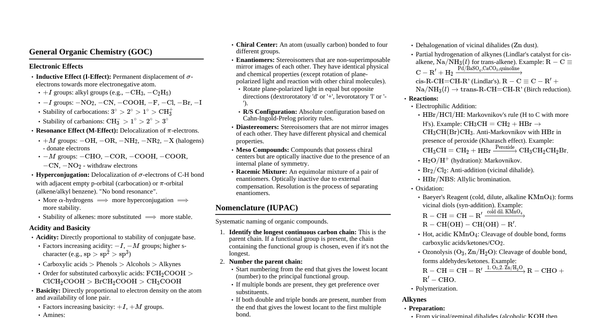 Organic Chemistry JEE Mains