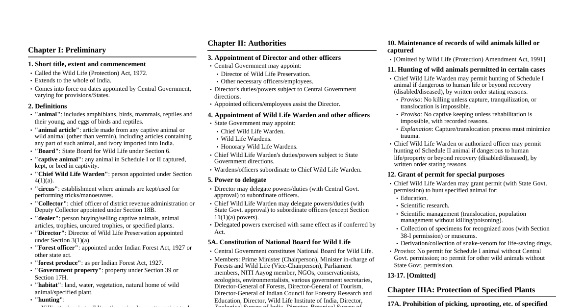 Wild Life (Protection) Act, 1972