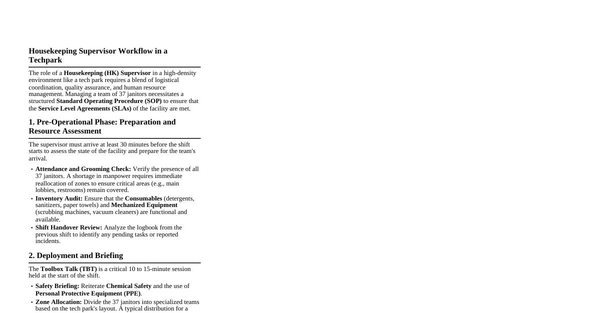 Housekeeping Supervisor Workflow