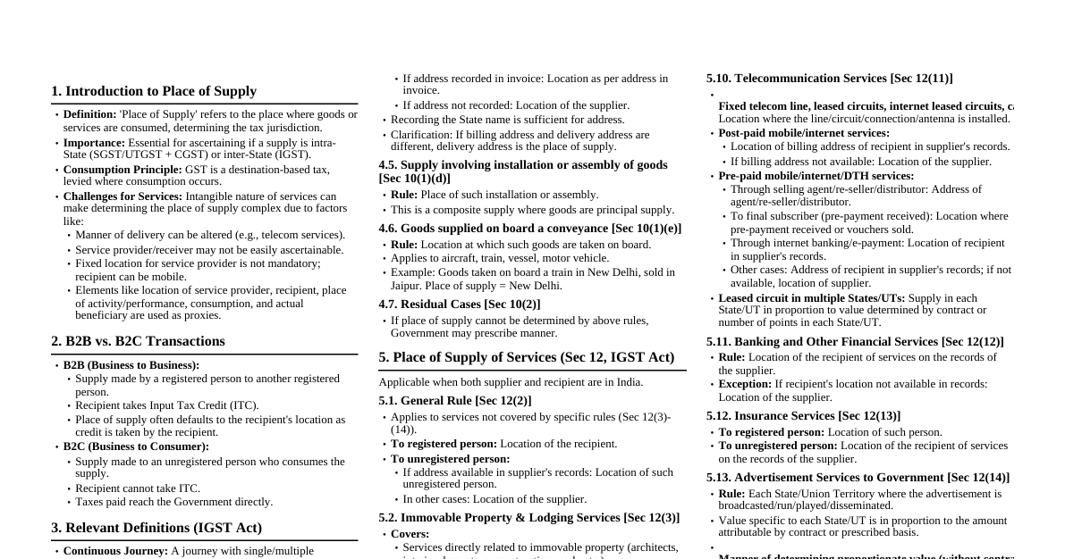 Place of Supply (GST)