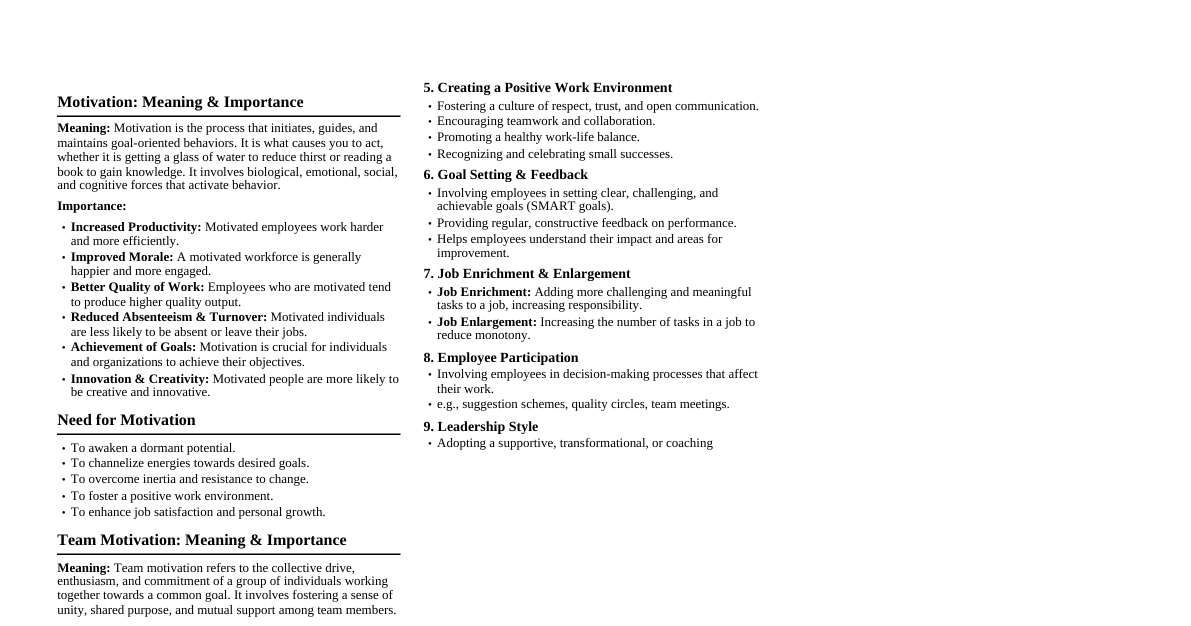 Motivation & Team Motivation