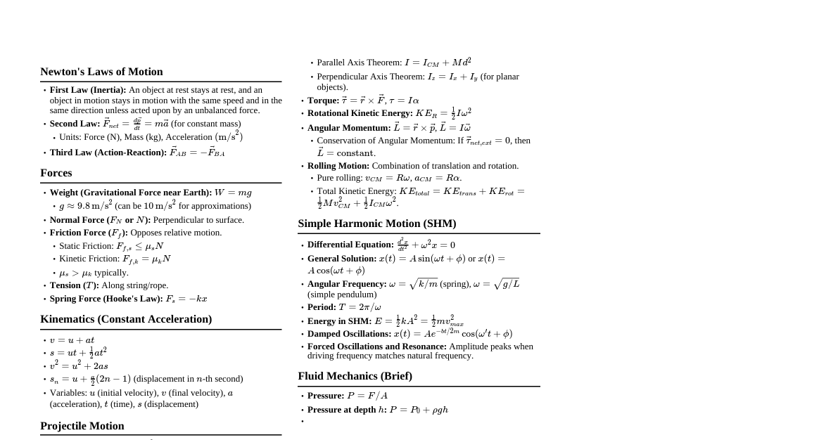 Mechanics Essentials