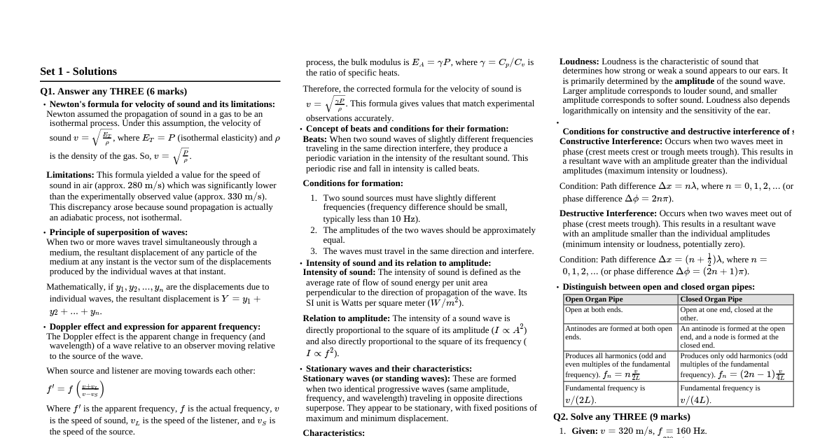 Waves and Sound Questions