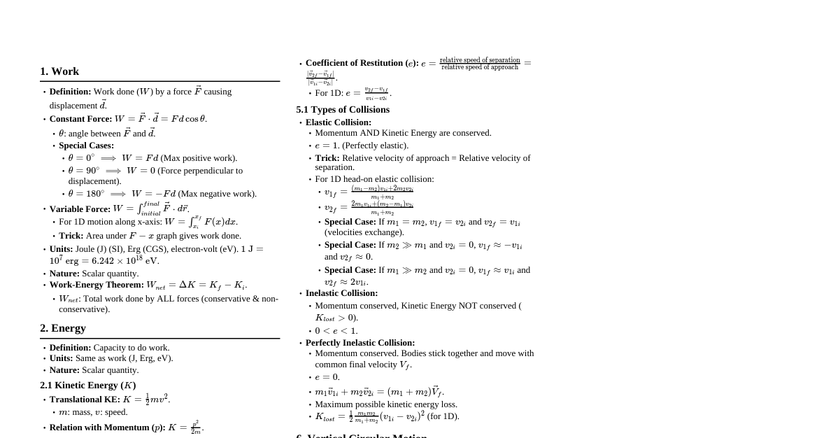 Work, Energy, Power (JEE Physics)