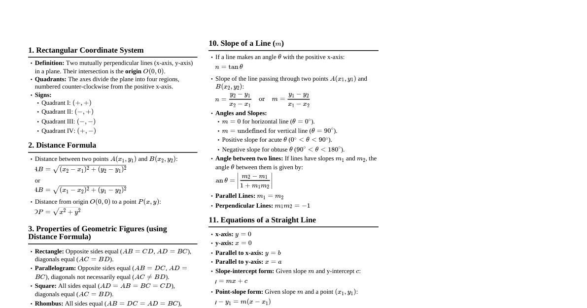 Straight Lines & Co-ordinates