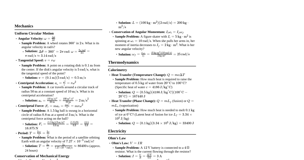 Physics Essentials Cheatsheet