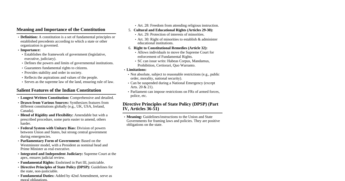 Indian Constitution Essentials