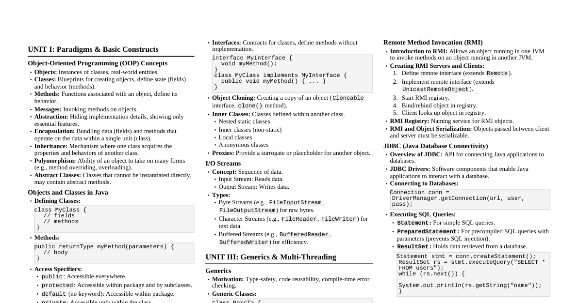 Java Programming Cheatsheet
