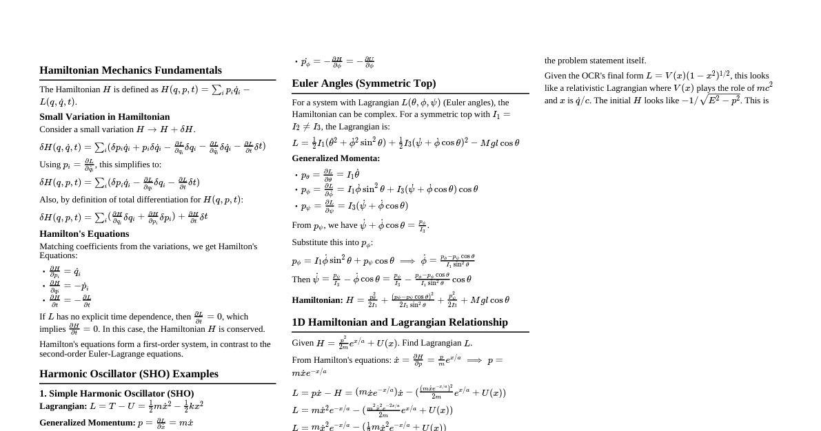 Hamiltonian Mechanics