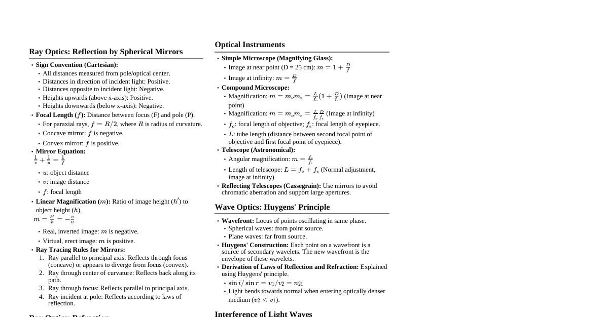 Ray and Wave Optics Essentials