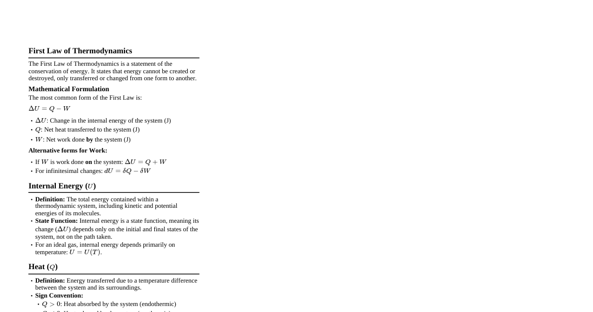 1st Law of Thermodynamics