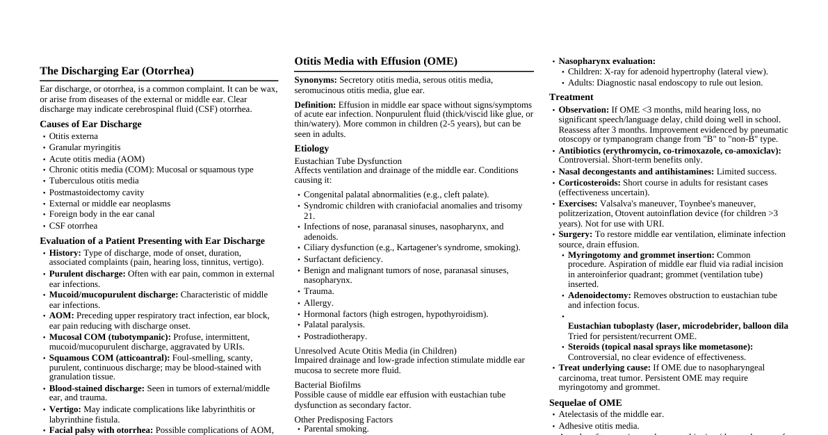 Diseases of the Middle Ear