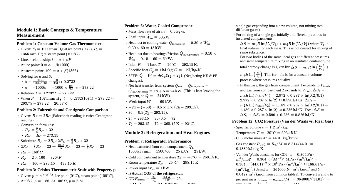 Basic Thermodynamics Cheatsheet