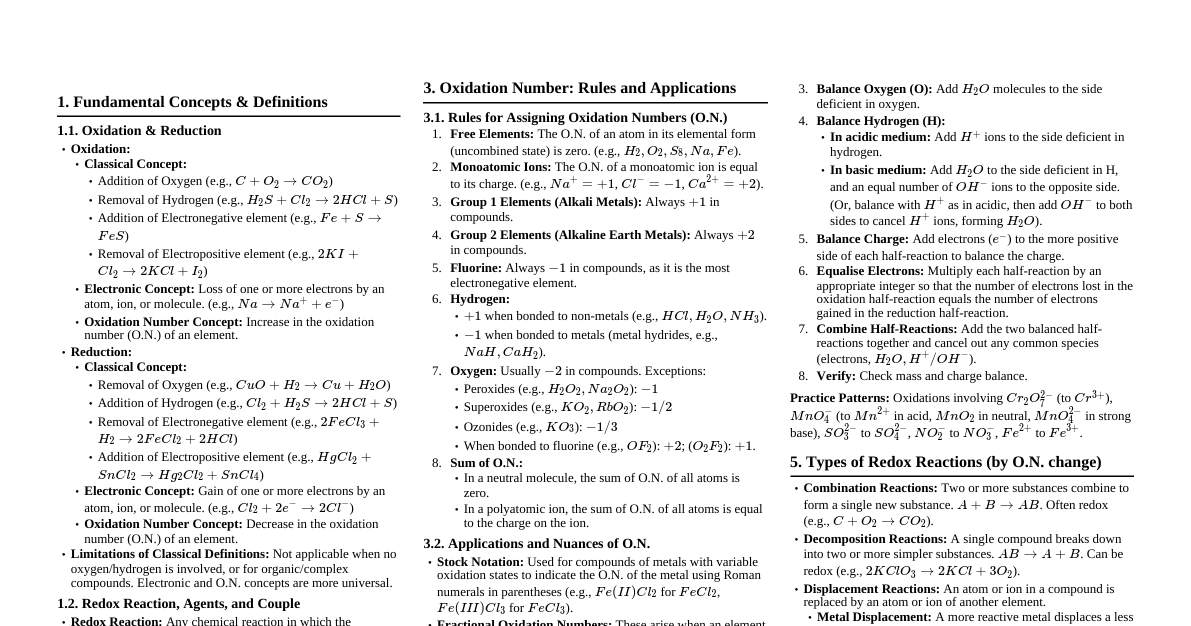 JEE: Redox Reactions