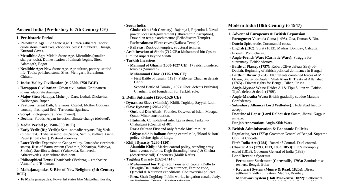 Indian History Essentials (UPSC Focus)