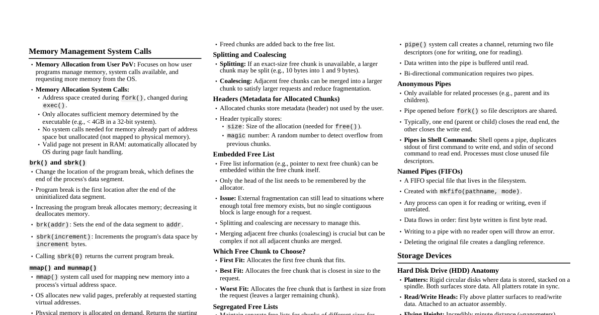 Operating Systems Cheatsheet
