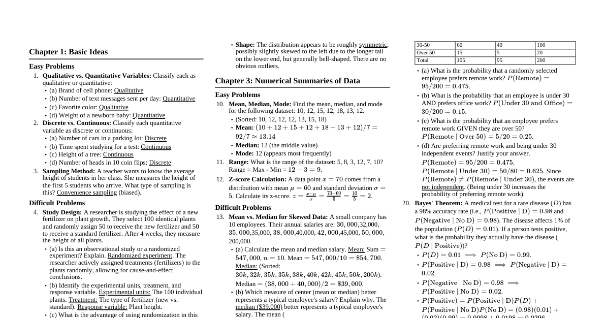 Stat 100 Practice Problems