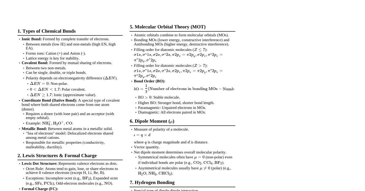 Chemical Bonding (JEE)