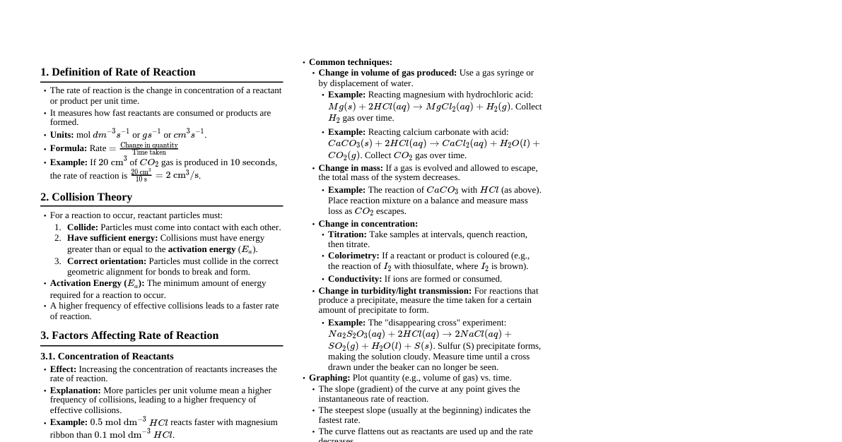 CSEC Chemistry: Rate of Reaction