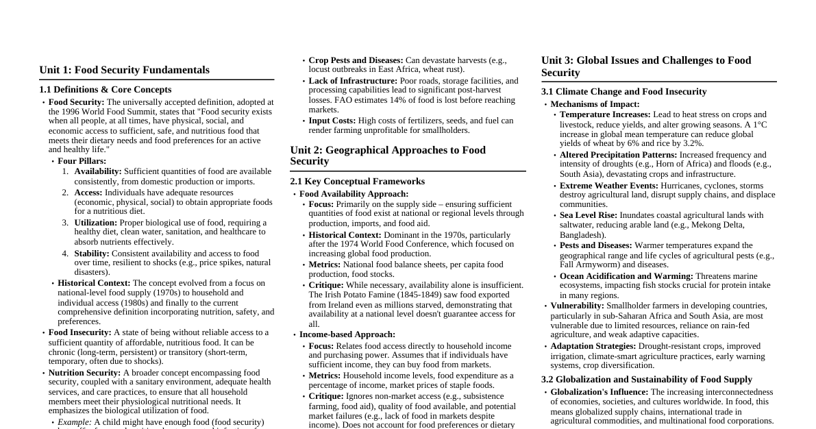 Geography of Food Security