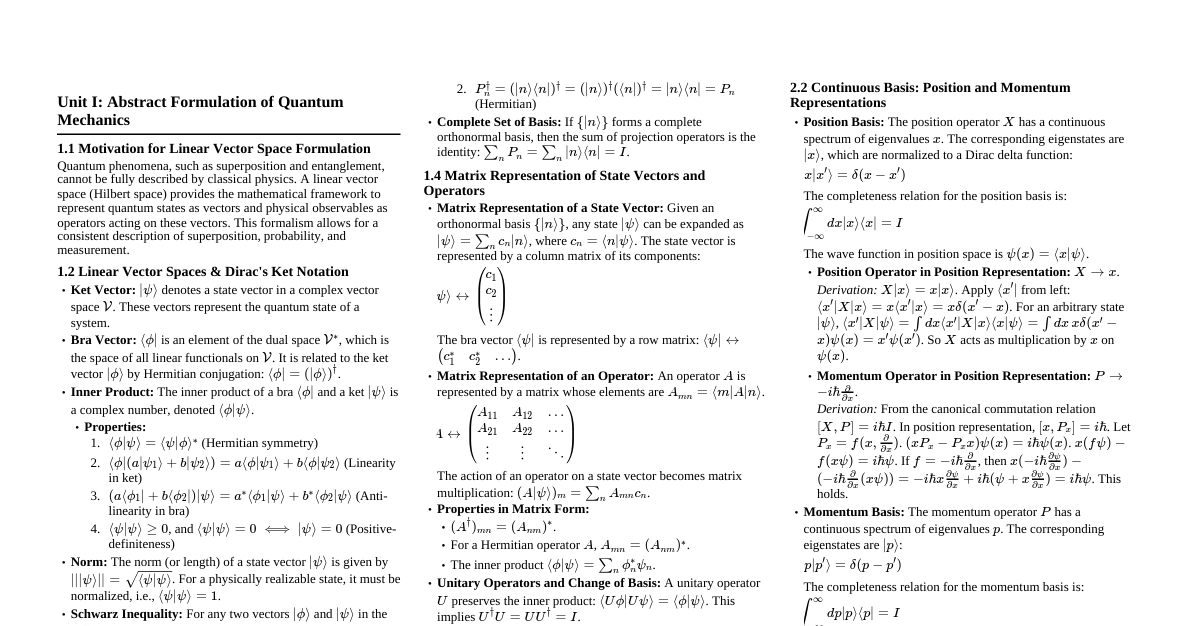 Advanced Quantum Mechanics I