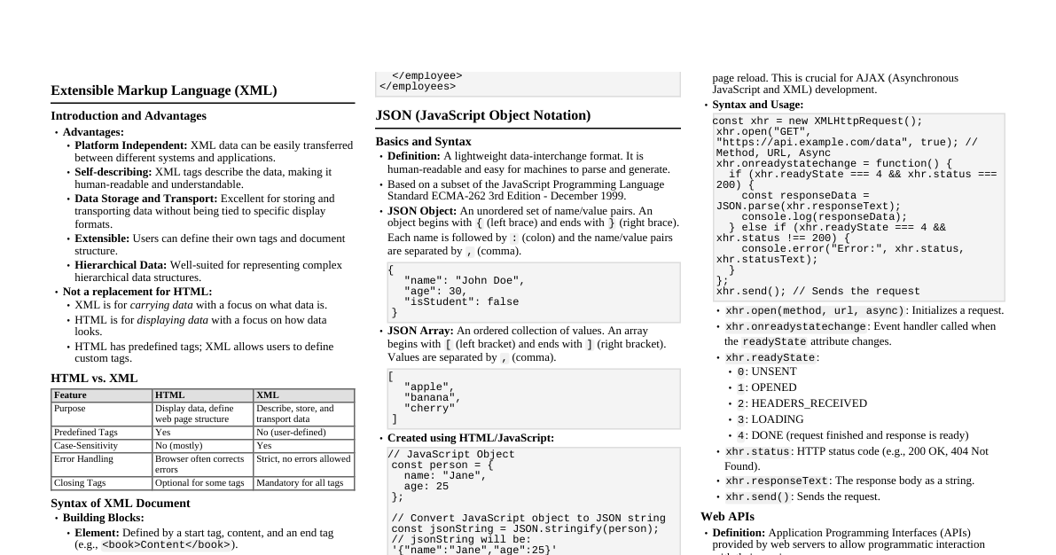 XML, JSON & Web APIs