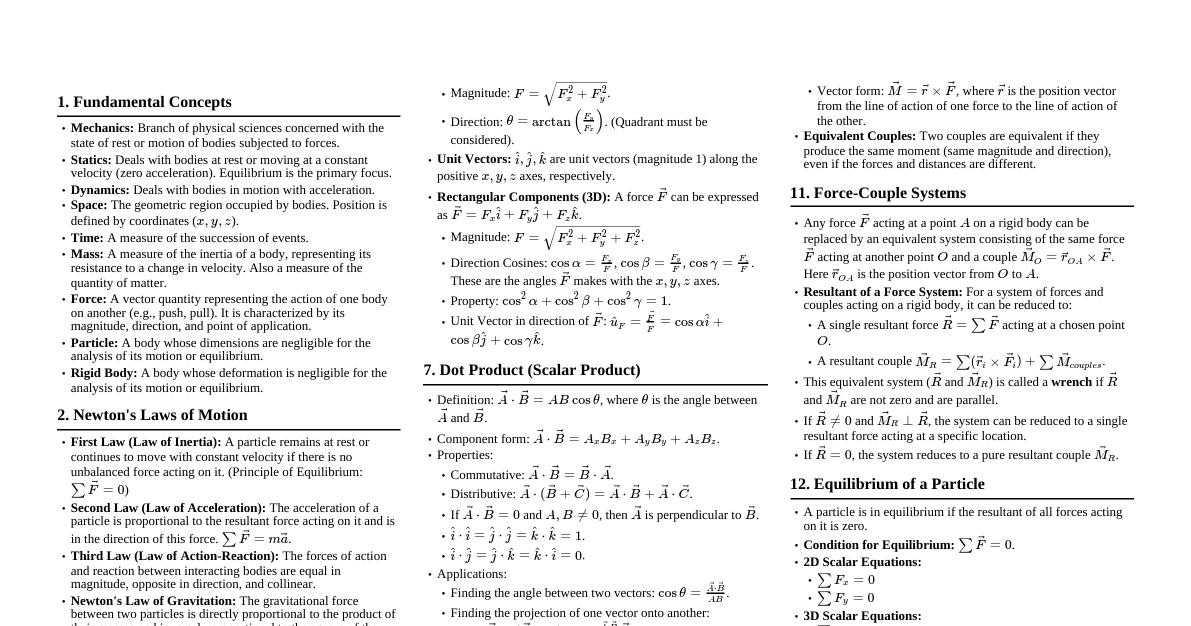 Engineering Mechanics (Statics) Essentia