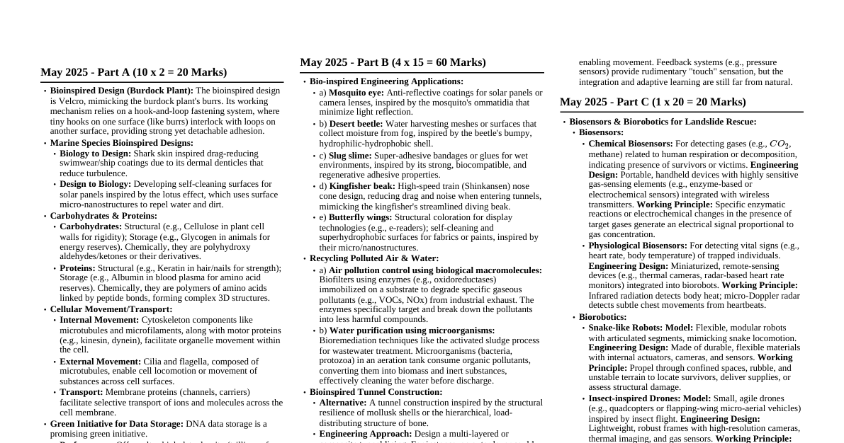 Biology for Engineers: 7-Year QPs