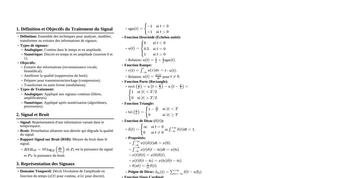 Résumé Traitement du Signal