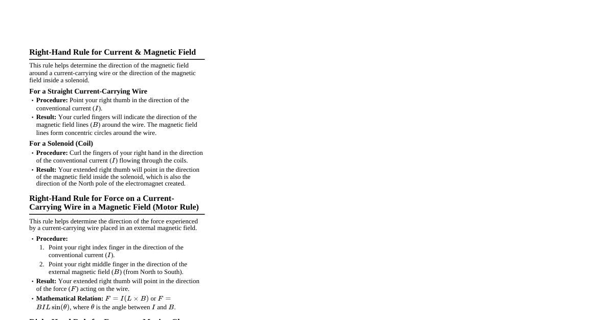 Electrical One Hand Rules