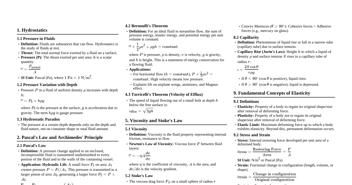 Properties of Matter Cheatsheet