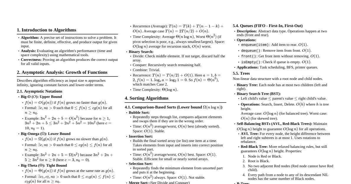 ADSA MUSA Cheatsheet