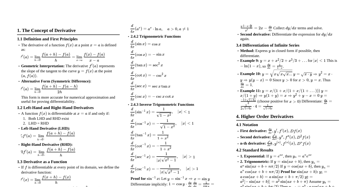 JEE Advanced Differentiation