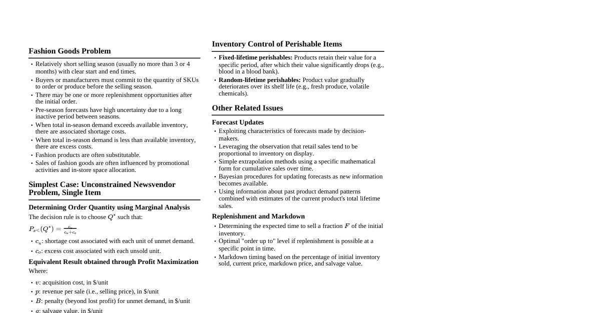 Hàng hóa thời trang và Hàng dễ hỏng