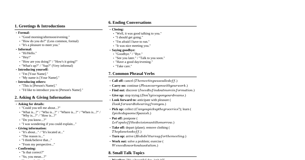 Daily English Communication Patterns