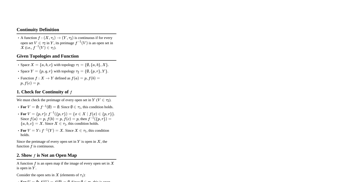 Continuous Function Open/Closed Proof