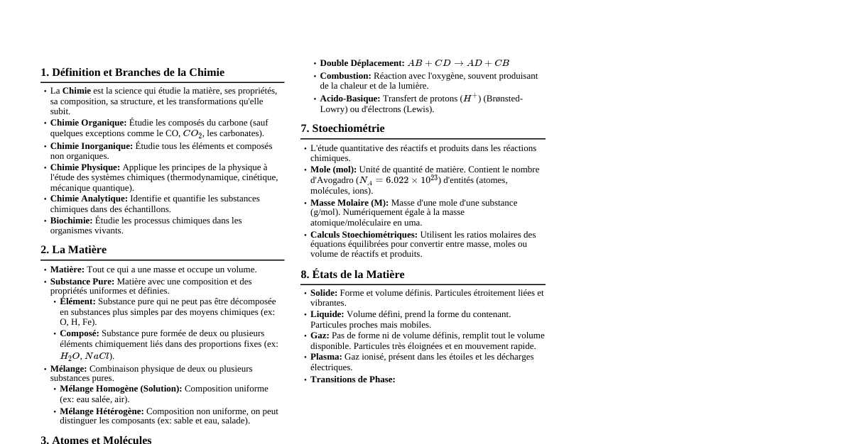 Principes Fondamentaux de la Chimie