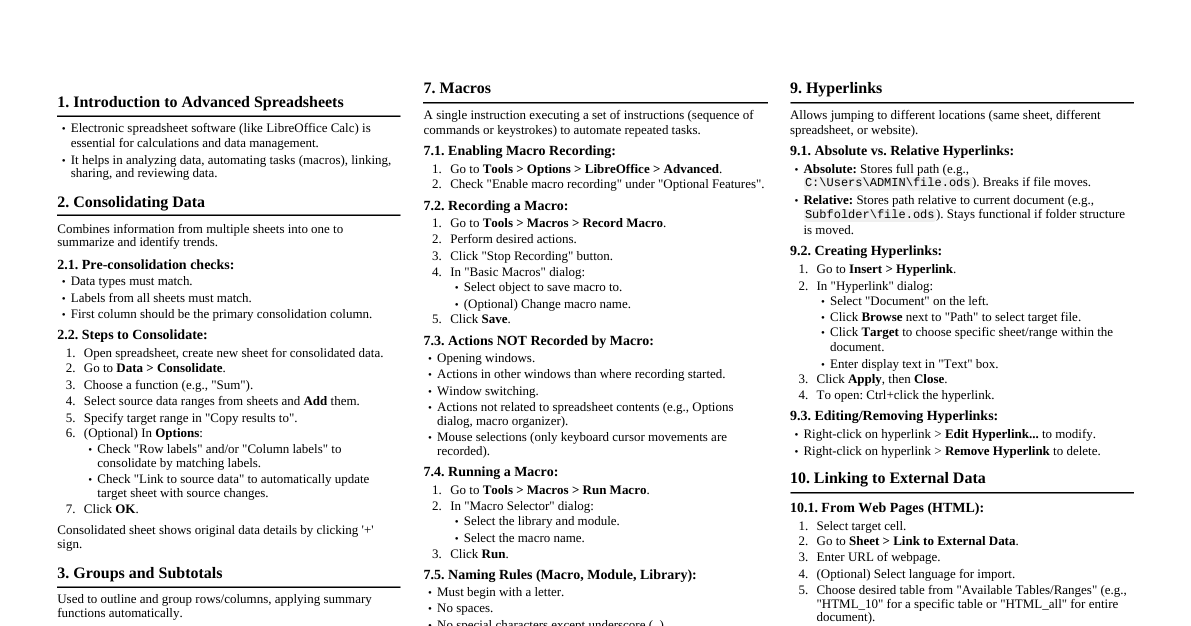 LibreOffice Calc Advanced