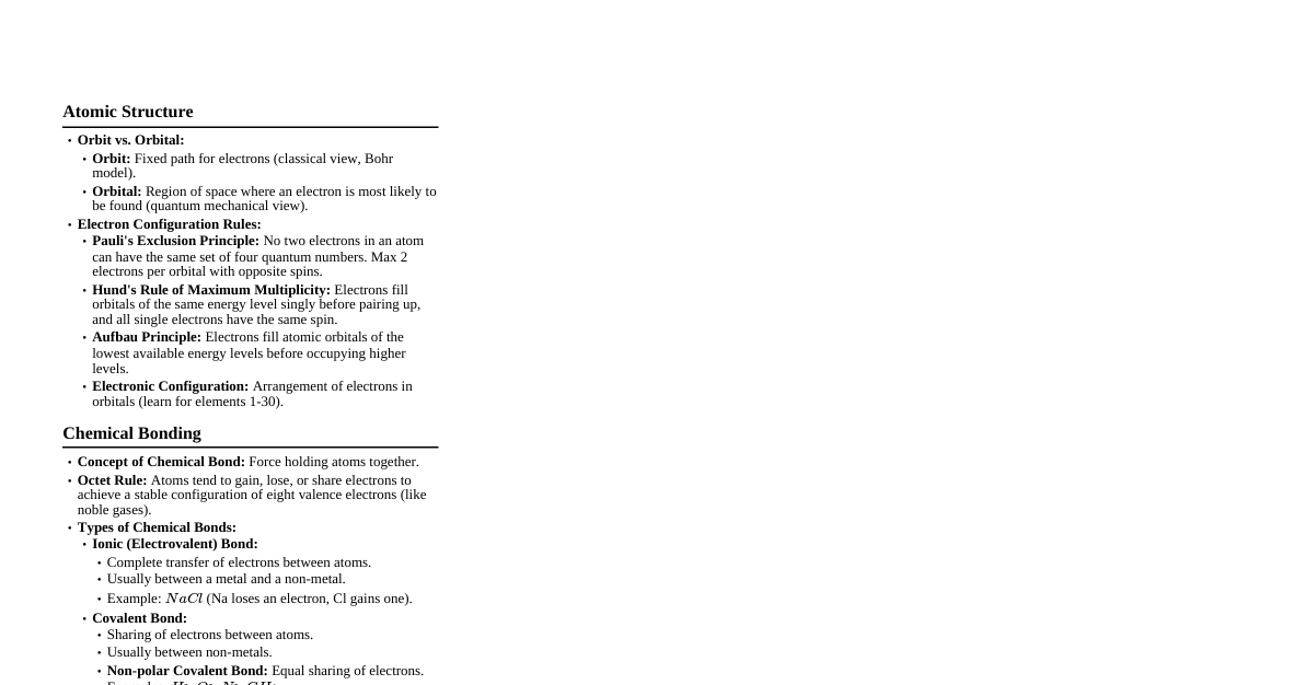 Chemistry Unit 1 Essentials