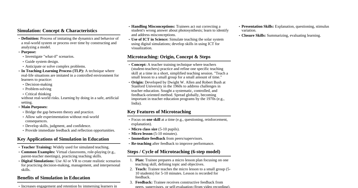 Simulation & Microteaching in Education