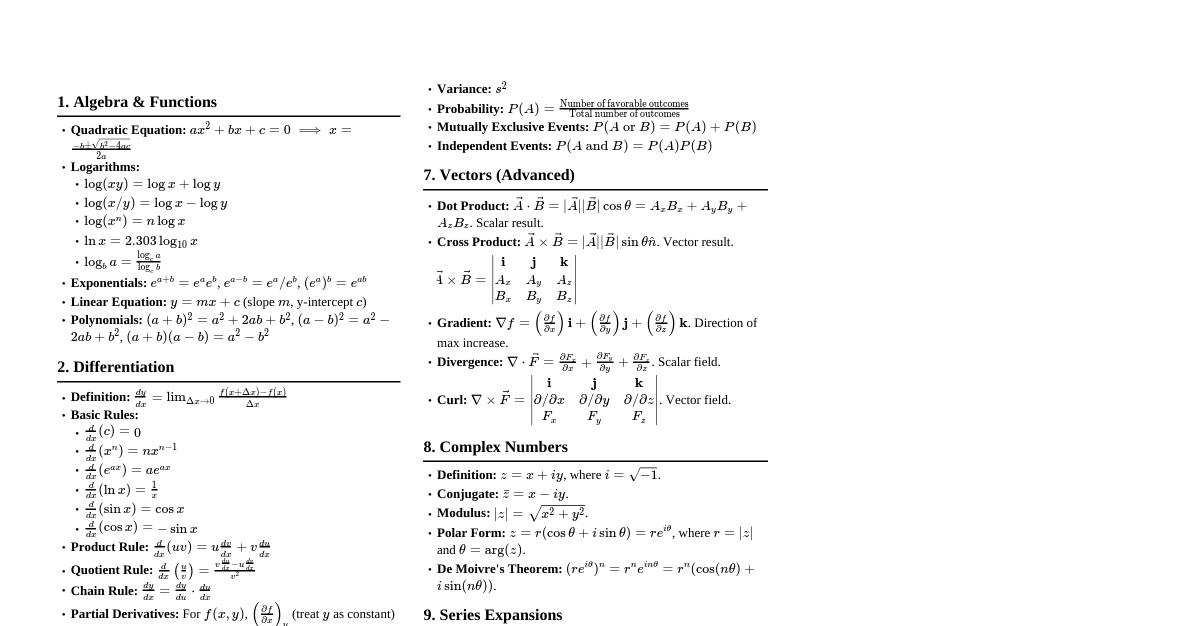 Basic Math for Chemistry (M.Sc.)