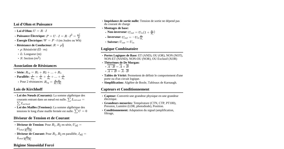 Électrotechnique L1/BTS - Essentiels