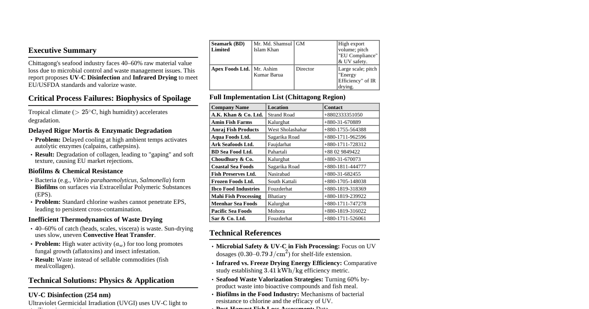 Seafood Processing Modernization