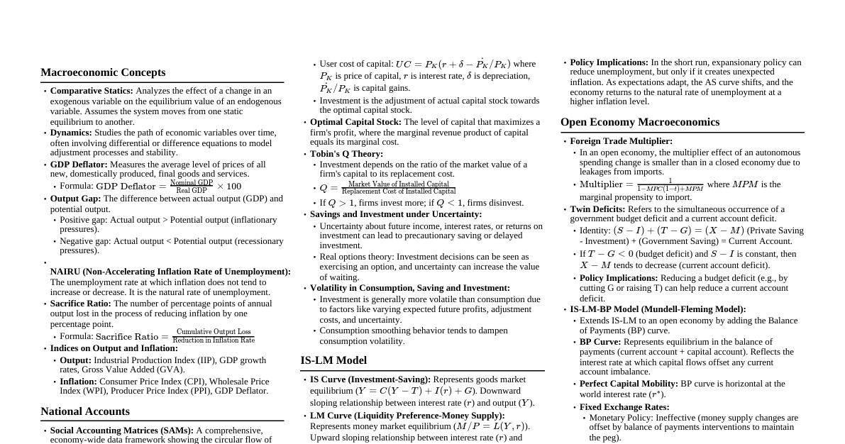 Macroeconomics & National Accounts