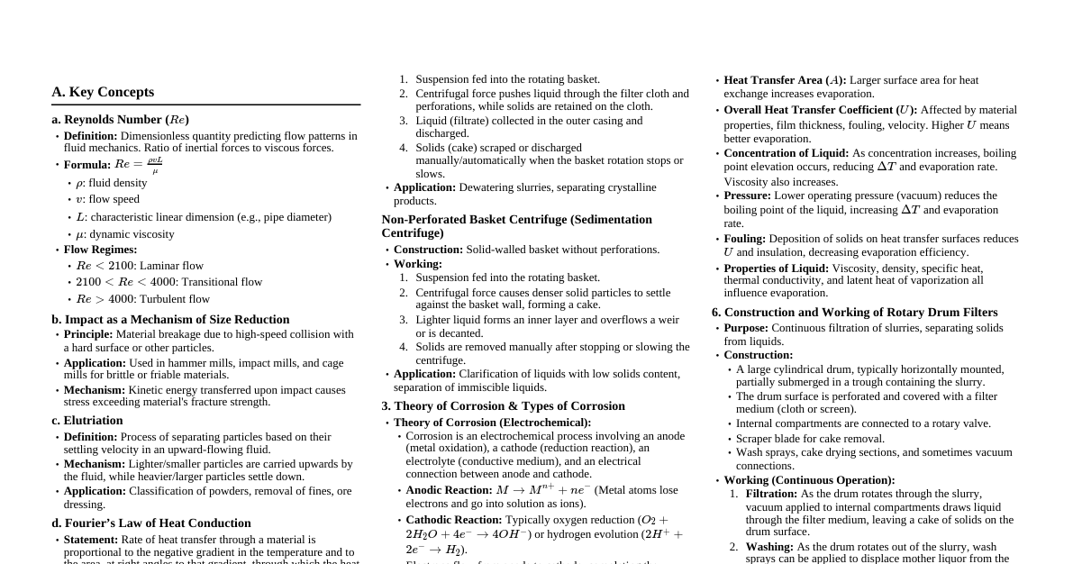 Chemical Engineering Cheatsheet