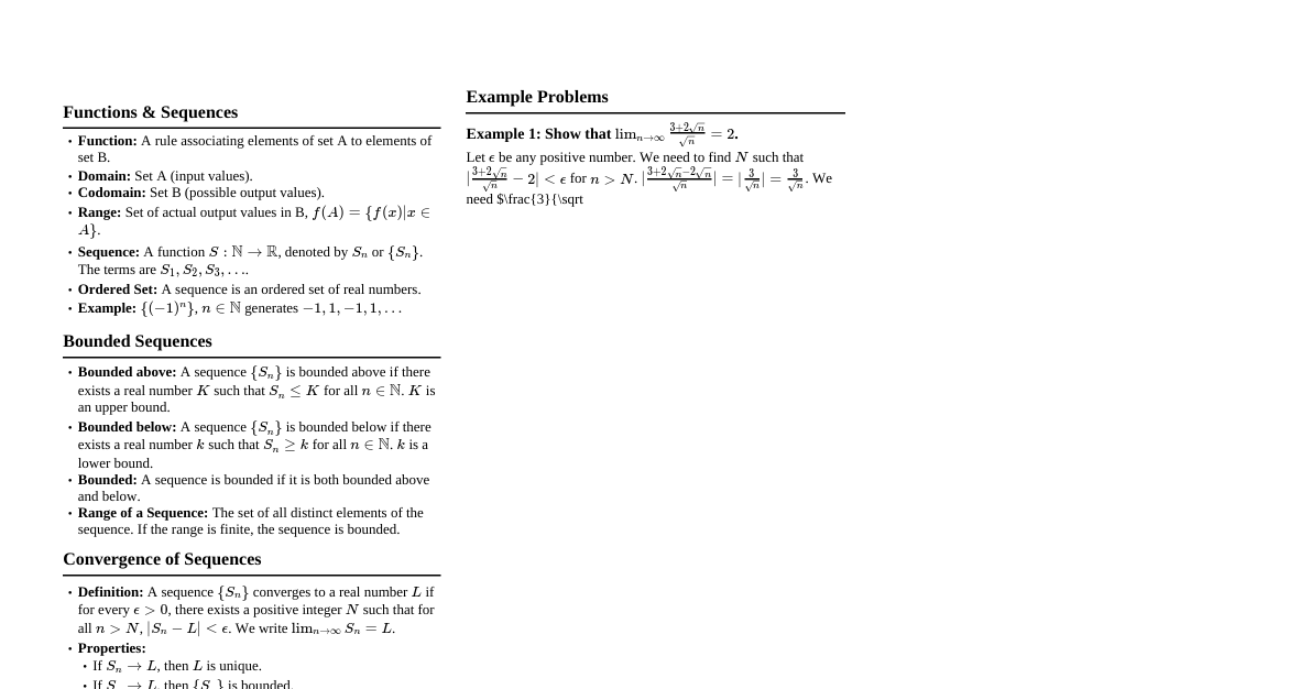 Real Sequences Essentials