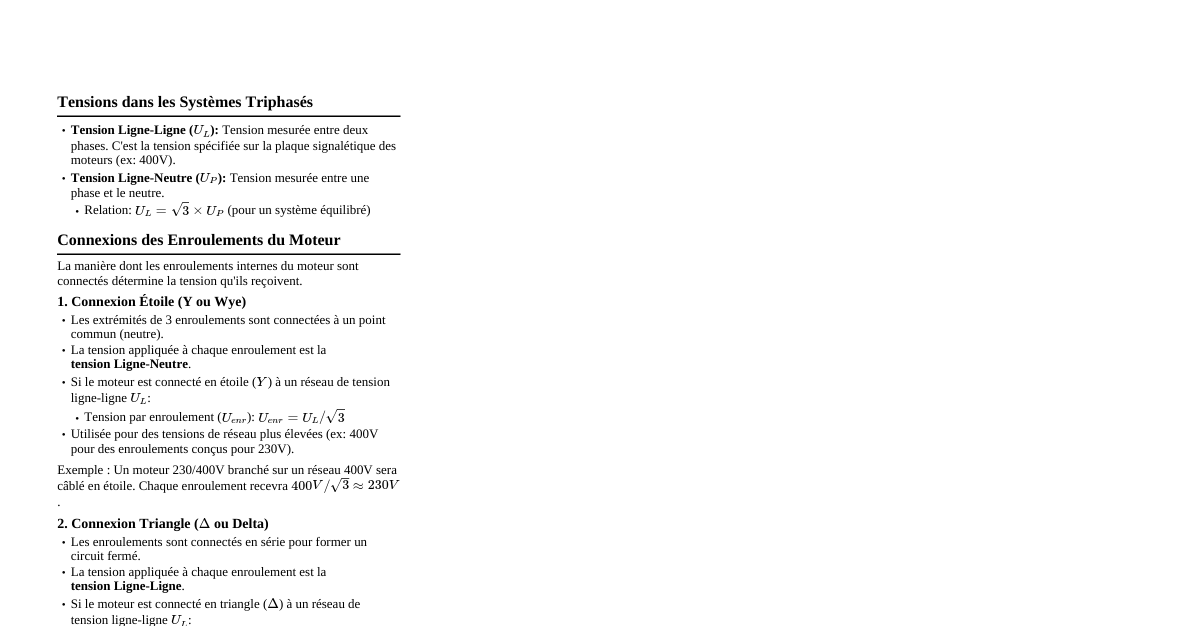 Moteurs Triphasés : Tensions & Connexion