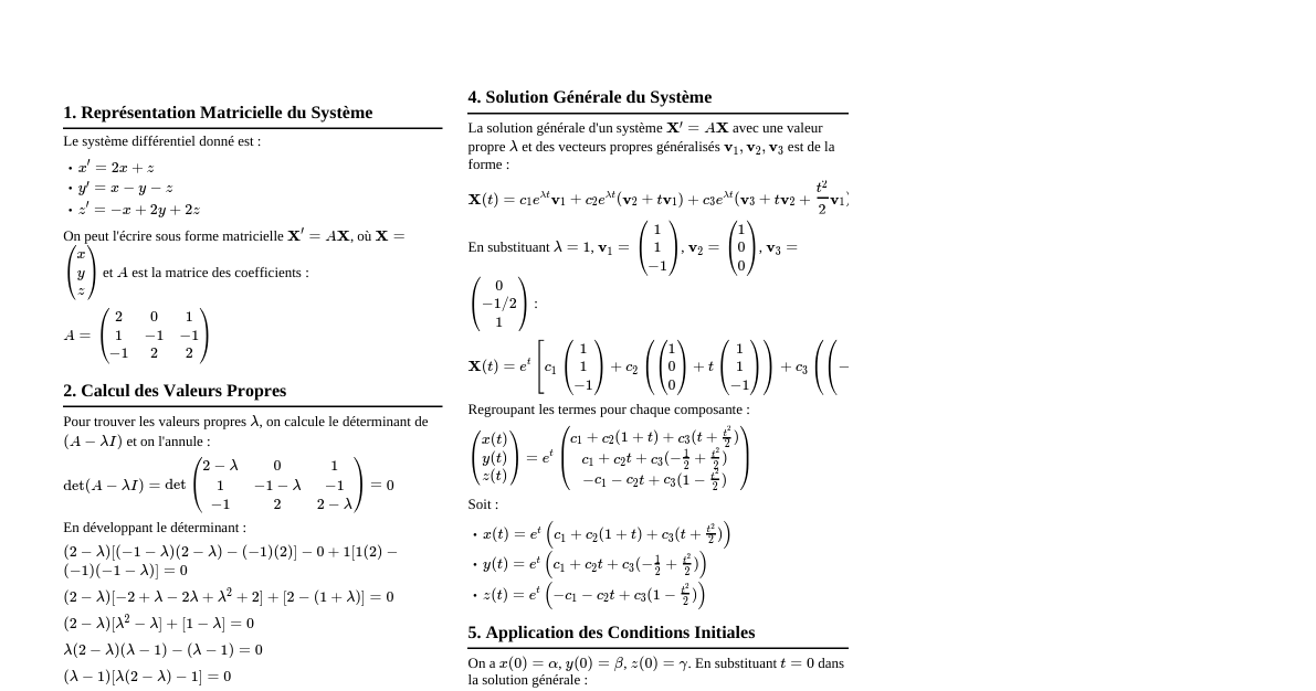 Systèmes Différentiels Linéaires