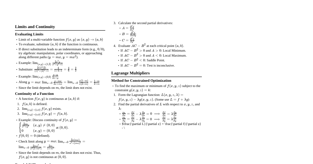 Multi-Variable Calculus Essentials